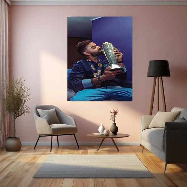 Virat Kohli | Indian Team Champions Trophy 2025 Winner | Metal Poster - TURTLEWINGS 