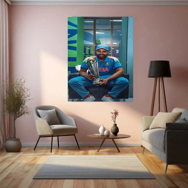 Indian Team Champions Trophy 2025 Winner – Metal Poster | Rohit Sharma - TURTLEWINGS 