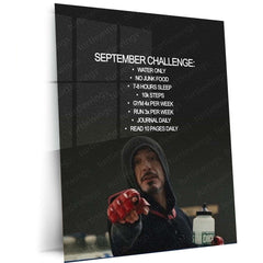 September Challenge Motivational Metal Poster | Discipline & Fitness Wall Art | Self Improvement Metal Print – main product