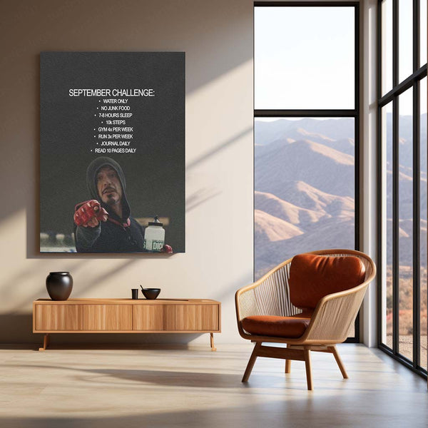 September Challenge Motivational Metal Poster | Discipline & Fitness Wall Art | Self Improvement Metal Print – product image