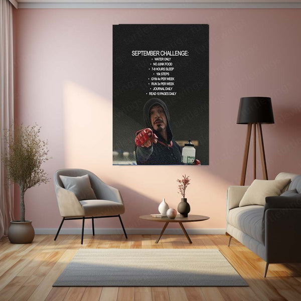September Challenge Motivational Metal Poster | Discipline & Fitness Wall Art | Self Improvement Metal Print – product image