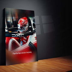 Charles Leclerc Feel the Fear Metal Poster | Ferrari Formula Racing Motivational Wall Art | F1 Motorsport Metal Print