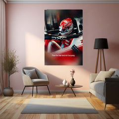 Charles Leclerc Feel the Fear Metal Poster | Ferrari Formula Racing Motivational Wall Art | F1 Motorsport Metal Print