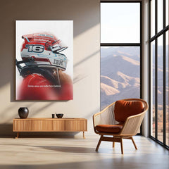 Charles Leclerc Number 16 Helmet Metal Poster | Ferrari F1 Racing Wall Art | Motorsport Motivational Metal Print – product