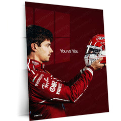 Charles Leclerc You vs You Metal Poster | Ferrari F1 Racing Motivational Wall Art | Formula Motorsport Metal Print – main