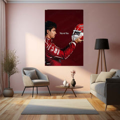 Charles Leclerc You vs You Metal Poster | Ferrari F1 Racing Motivational Wall Art | Formula Motorsport Metal Print – product