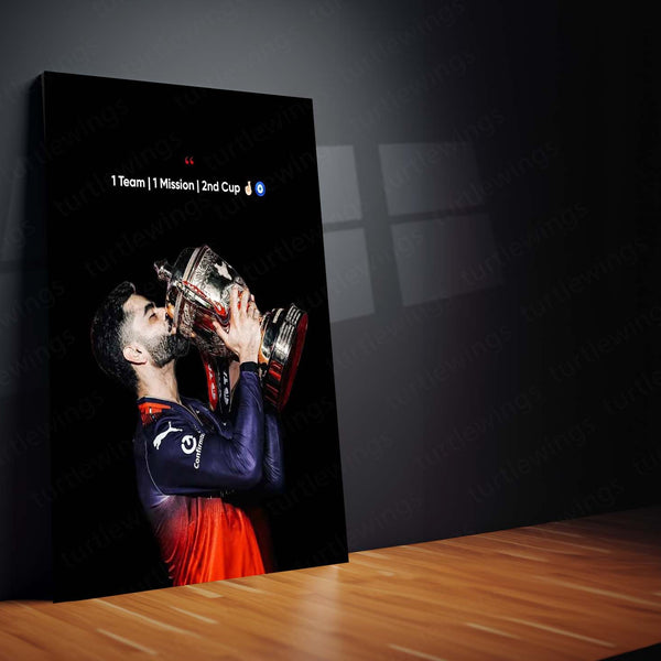 Virat Kohli RCB Celebration Metal Poster | IPL 2026 Cricket Champion Wall Art for Fans 03