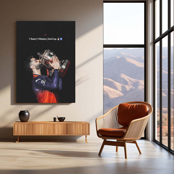 Virat Kohli RCB Celebration Metal Poster | IPL 2026 Cricket Champion Wall Art for Fans 03