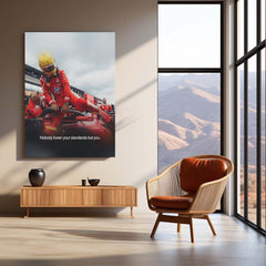 Lewis Hamilton Ferrari F1 Metal Poster | Nobody Lower Your Standards But You Motivational Racing Wall Art | Formula