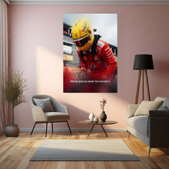 Lewis Hamilton Ferrari F1 Metal Poster | Nobody Gives You Power You Must Take It Motivational Racing Wall Art | Formula