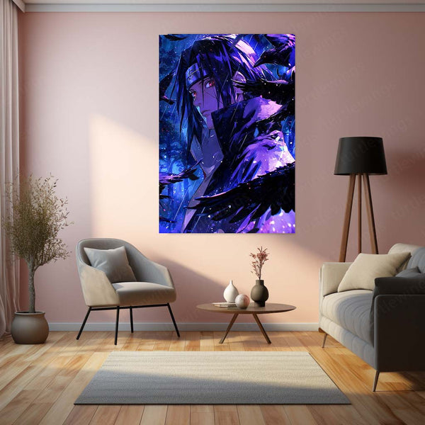 Anime Metal Poster | Itachi Uchiha Crow of the Sharingan Naruto Wall Art