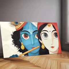 Radha Krishna Metal Poster | Divine Love Painting | Spiritual Wall Art - TURTLEWINGS 