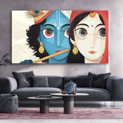 Radha Krishna Metal Poster | Divine Love Painting | Spiritual Wall Art - TURTLEWINGS 