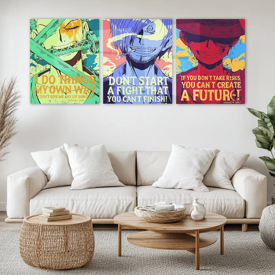 Anime Metal Poster | Luffy, Zoro & Sanji Metal Poster Set – One Piece Trio Wall Art Collection