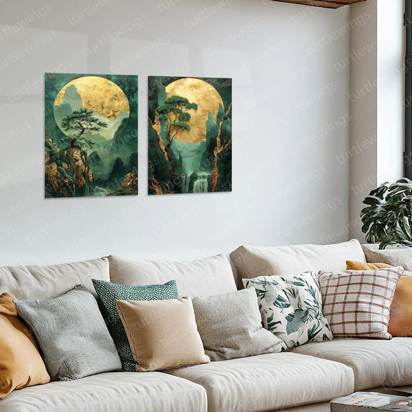 Urban aesthetic Metal Poster | Aesthetic Tree Image Set of 2 Metal Posters – Nature-Inspired Minimalist Wall Art - TURTLEWINGS 