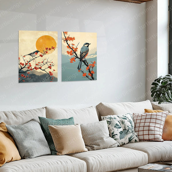 Urban aesthetic Metal Poster | Aesthetic Bird Image Set of 2 Metal Posters – Elegant & Nature-Inspired Wall Art - TURTLEWINGS 