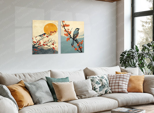 Urban aesthetic Metal Poster | Aesthetic Bird Image Set of 2 Metal Posters – Elegant & Nature-Inspired Wall Art