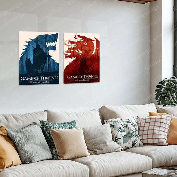 Game Metal Poster | Game of Thrones Set of 2 Metal Posters – Iconic Fantasy Wall Art - TURTLEWINGS 