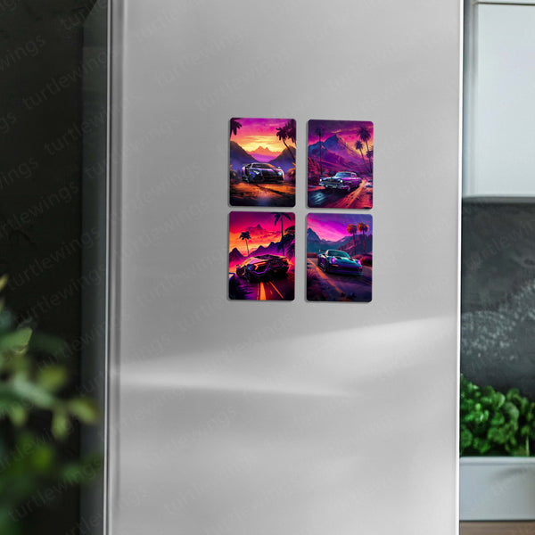 Fridge Magnets |  🚗 Cars Art – Set of 4 Fridge Magnets