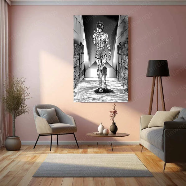Baki Hanma Metal Poster | Anime Wall Art | Fighting Spirit & Martial Arts Decor - TURTLEWINGS 