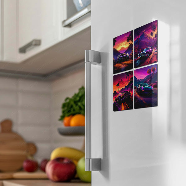 Fridge Magnets |  🚗 Cars Art – Set of 4 Fridge Magnets