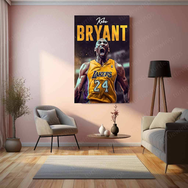 Kobe Bryant Metal Poster | Mamba Mentality Wall Art | Lakers Basketball Legend Print - TURTLEWINGS 