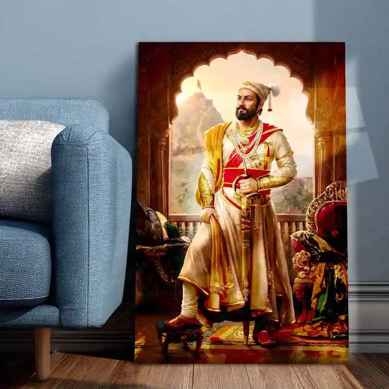Chhatrapati Shivaji Maharaj Metal Frame | Warrior King Wall Art | Metal Frame 16 - TURTLEWINGS 