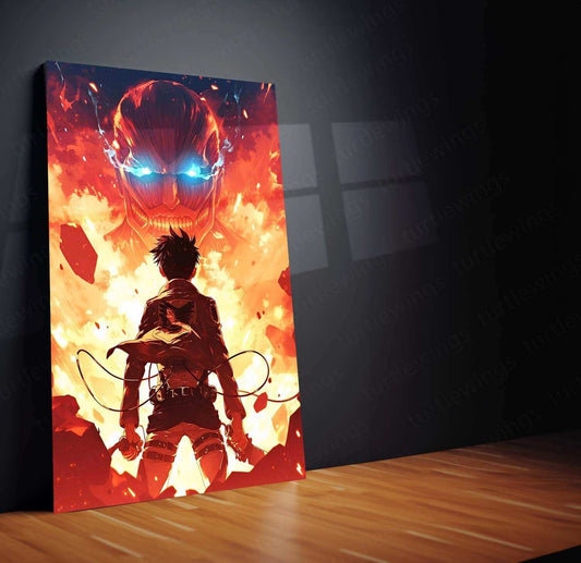 Attack on Titan Metal Poster | Anime Wall Art | Eren Yeager & Titans Design - TURTLEWINGS 