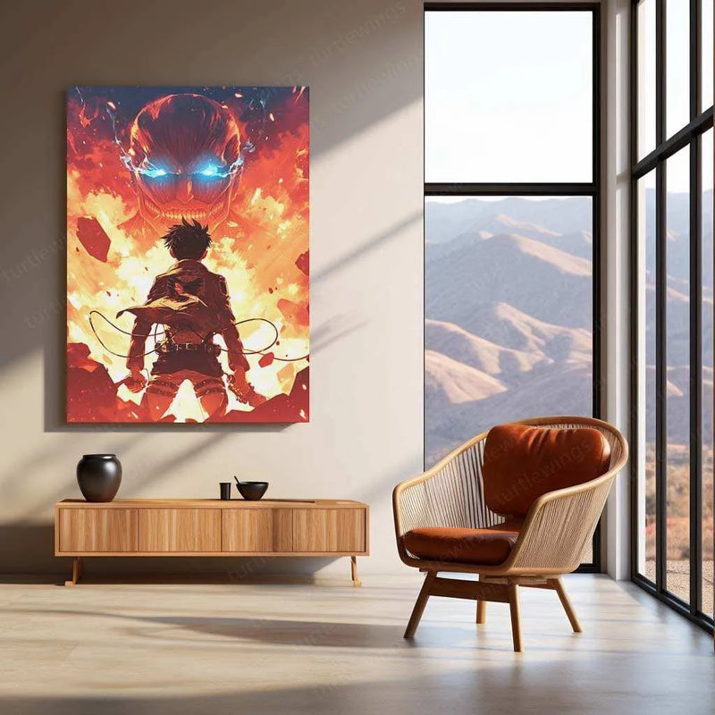 Attack on Titan Metal Poster | Anime Wall Art | Eren Yeager & Titans Design - TURTLEWINGS 