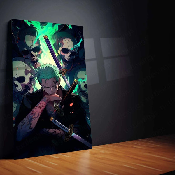 Zoro Metal Poster | One Piece Anime Wall Art | Three-Sword Style Decor - TURTLEWINGS 