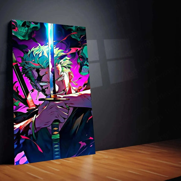 Roronoa Zoro Metal Poster | One Piece Anime Wall Art | Santoryu Sword Style Decor - TURTLEWINGS 