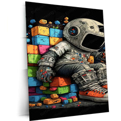 Astronaut Art Metal Poster | Space-Themed Wall Decor | Futuristic Sci-Fi Artwork - TURTLEWINGS 