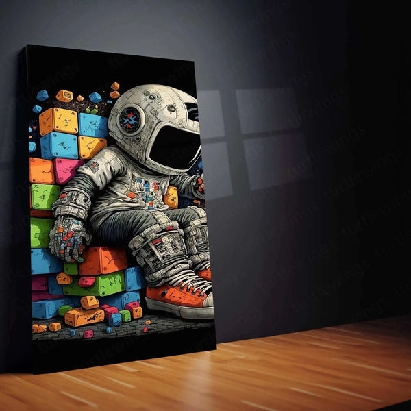 Astronaut Art Metal Poster | Space-Themed Wall Decor | Futuristic Sci-Fi Artwork - TURTLEWINGS 