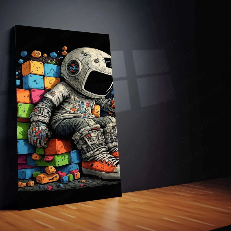 Astronaut Art Metal Poster | Space-Themed Wall Decor | Futuristic Sci-Fi Artwork - TURTLEWINGS 
