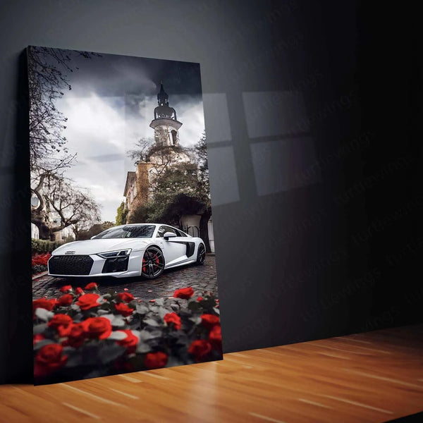 Audi R8 Nature Abstract Metal Poster | Supercar Aesthetic Wall Art | Modern Automotive Decor - TURTLEWINGS 