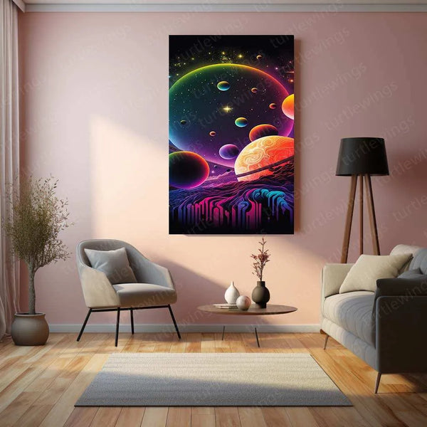 Space Abstract Art Metal Poster | Cosmic Wall Decor | Futuristic Galaxy & Nebula Print - TURTLEWINGS 