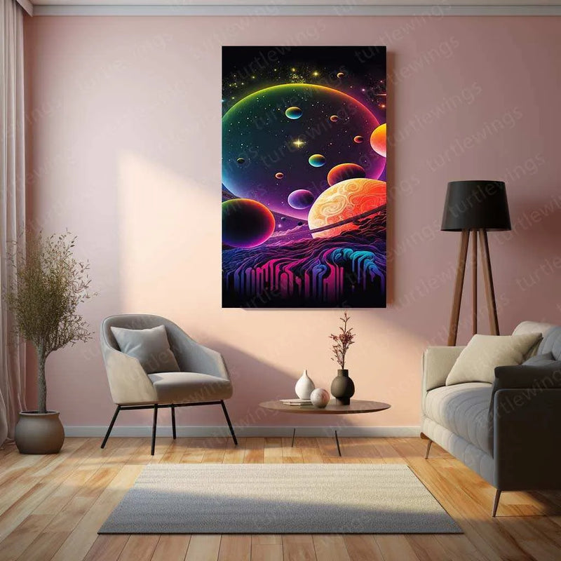Space Abstract Art Metal Poster | Cosmic Wall Decor | Futuristic Galaxy & Nebula Print - TURTLEWINGS 