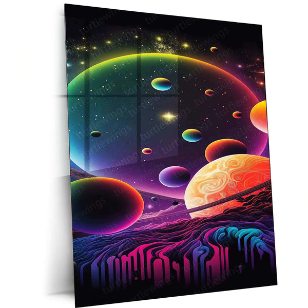 Space Abstract Art Metal Poster | Cosmic Wall Decor | Futuristic Galaxy & Nebula Print - TURTLEWINGS 