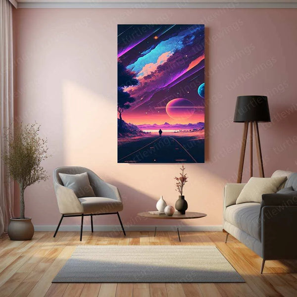 Space Abstract Art Metal Poster | Cosmic Wall Decor | Futuristic Galaxy & Nebula Print 2 - TURTLEWINGS 