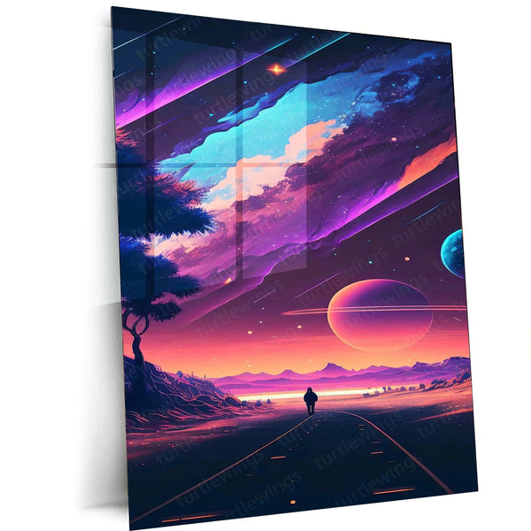 Space Abstract Art Metal Poster | Cosmic Wall Decor | Futuristic Galaxy & Nebula Print 2 - TURTLEWINGS 