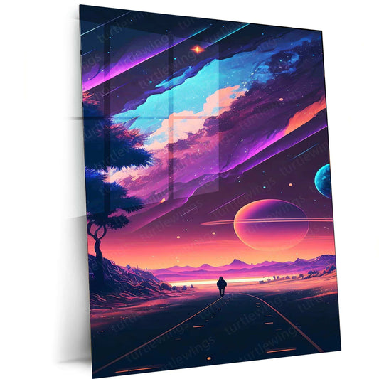 Space Abstract Art Metal Poster | Cosmic Wall Decor | Futuristic Galaxy & Nebula Print 2 - TURTLEWINGS 
