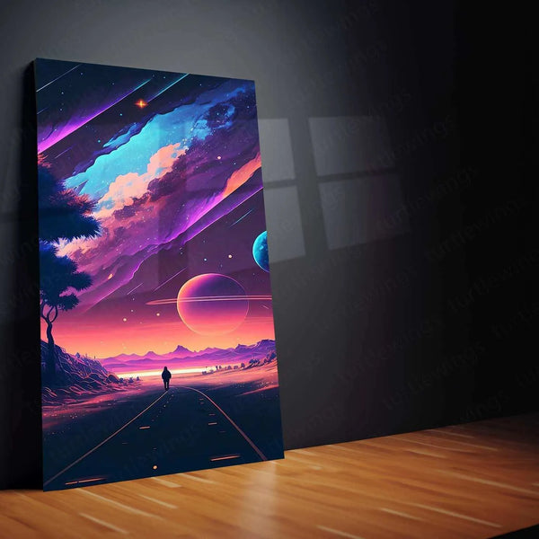 Space Abstract Art Metal Poster | Cosmic Wall Decor | Futuristic Galaxy & Nebula Print 2 - TURTLEWINGS 