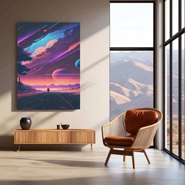 Space Abstract Art Metal Poster | Cosmic Wall Decor | Futuristic Galaxy & Nebula Print 2 - TURTLEWINGS 