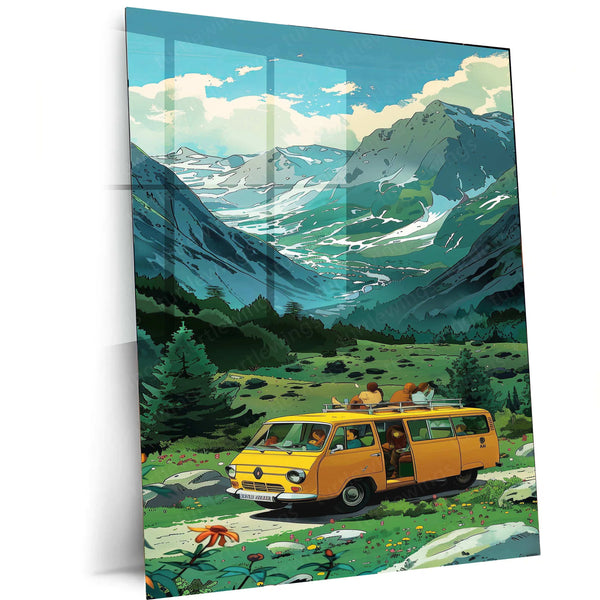 Bus Nature Abstract Art Metal Poster | Unique Urban & Natural Landscape Decor - TURTLEWINGS 