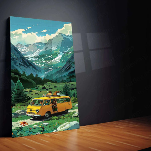 Bus Nature Abstract Art Metal Poster | Unique Urban & Natural Landscape Decor - TURTLEWINGS 