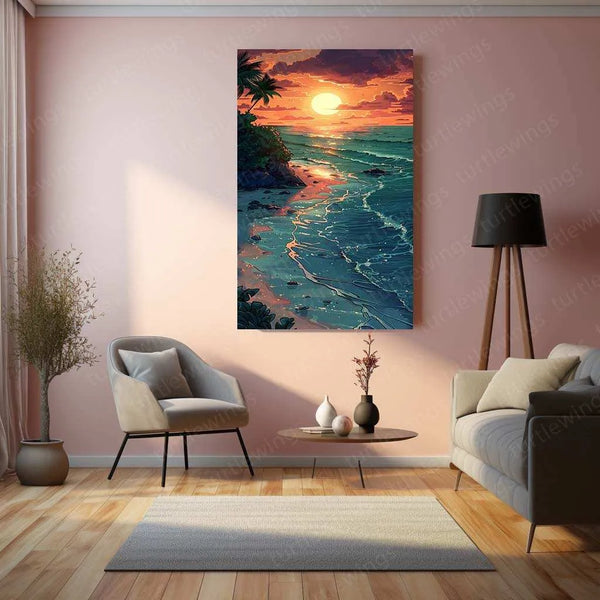 Ocean Nature Art Metal Poster | Tranquil Seascape & Coastal Beauty Wall Decor - TURTLEWINGS 
