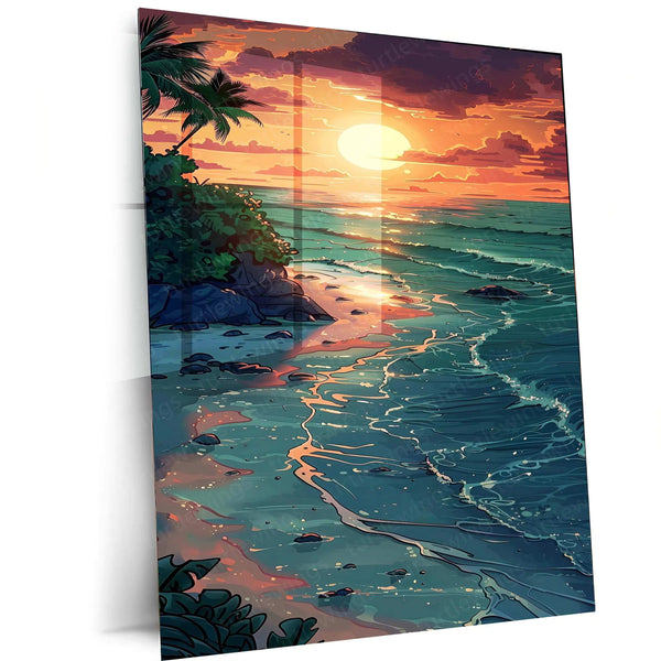 Ocean Nature Art Metal Poster | Tranquil Seascape & Coastal Beauty Wall Decor - TURTLEWINGS 