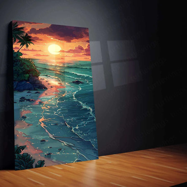 Ocean Nature Art Metal Poster | Tranquil Seascape & Coastal Beauty Wall Decor - TURTLEWINGS 