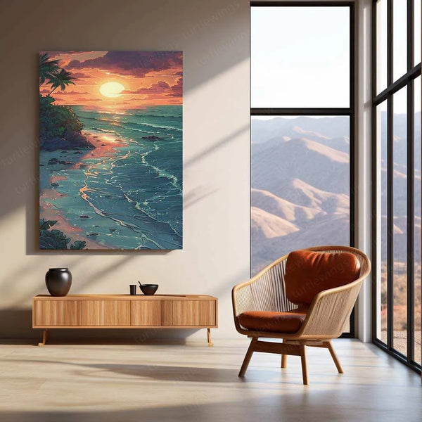 Ocean Nature Art Metal Poster | Tranquil Seascape & Coastal Beauty Wall Decor - TURTLEWINGS 