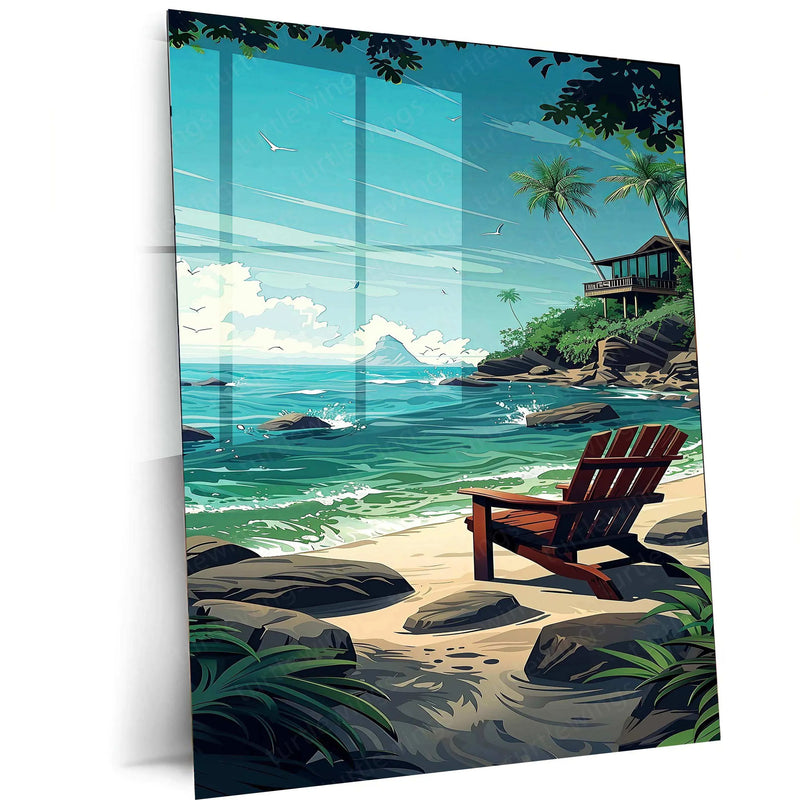 Ocean Nature Art Metal Poster | Tranquil Seascape & Coastal Beauty Wall Decor 2 - TURTLEWINGS 